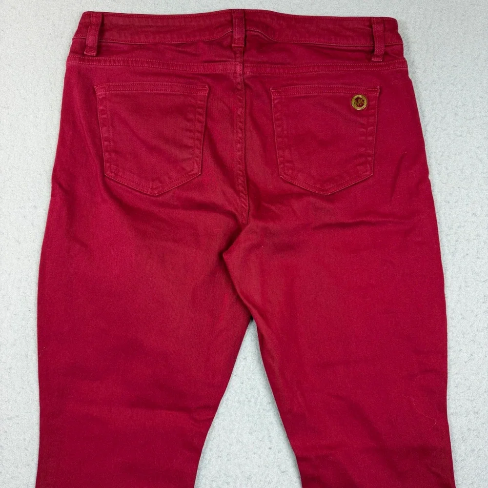 Michael Kors Pants Womens 10 Izzy Skinny Burgundy Red Stretch Denim EUC